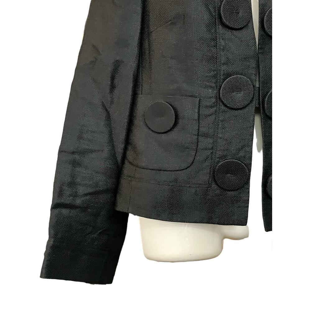 Etcetera Women's Black Designer Linen Blend Lined Blazer Oversized Buttons SZ 10 - Picture 10 of 13